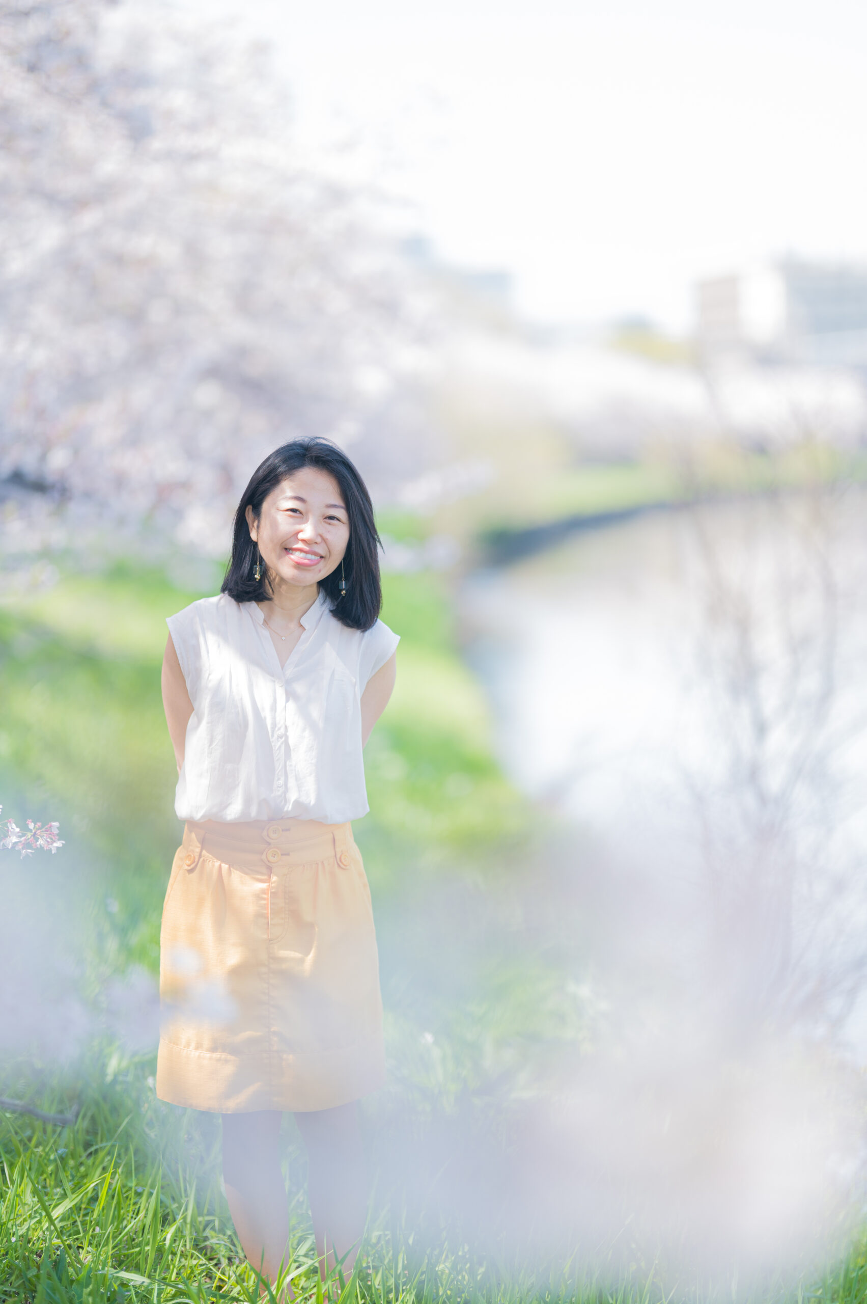 桜の季節に写真撮影。どんな自分も出してOKって引き出してくれたフォトグラファー山下信也さん。